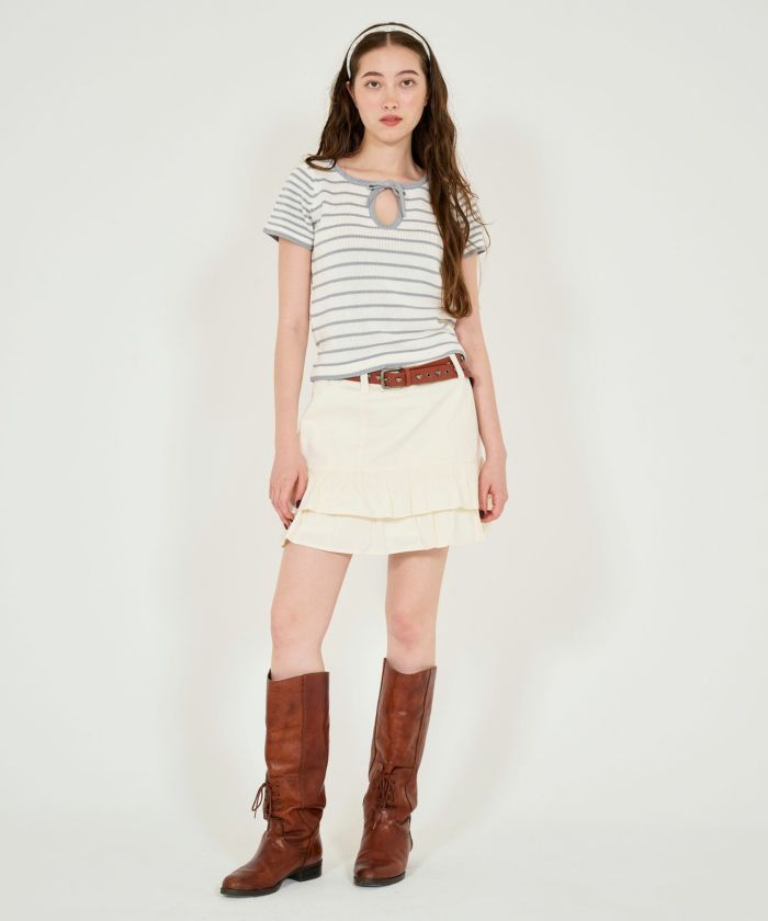 TINA：JOJUN スキッパーカラー 半袖ブラウス スキッパーカラー 半袖ブラウス TINA：JOJUN（シャツ/ブラウス