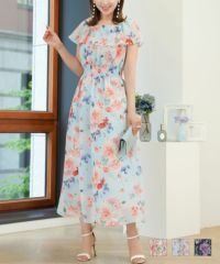 ラッフルカラープリントワンピースPrimaScherrer全3色｜psc321-0853【1】