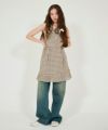 裾フリル ノースリーブチェックワンピース TINA：JOJUN 全2色