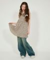 裾フリル ノースリーブチェックワンピース TINA：JOJUN 全2色
