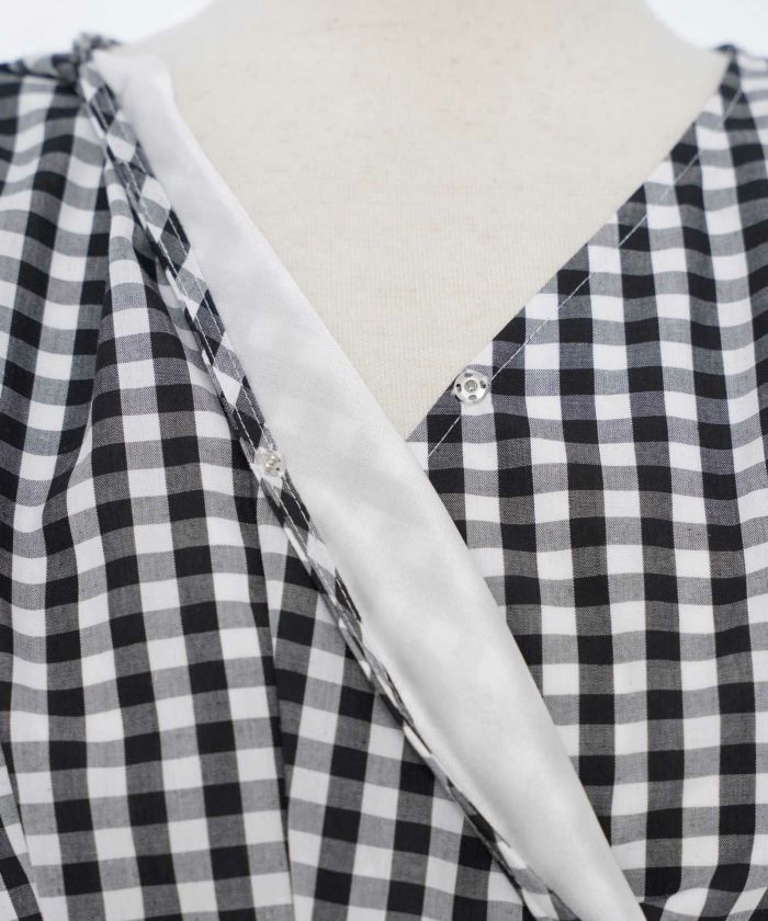 ウォッシャブル ティアード リボン ブラウス le reve vaniller 全2色