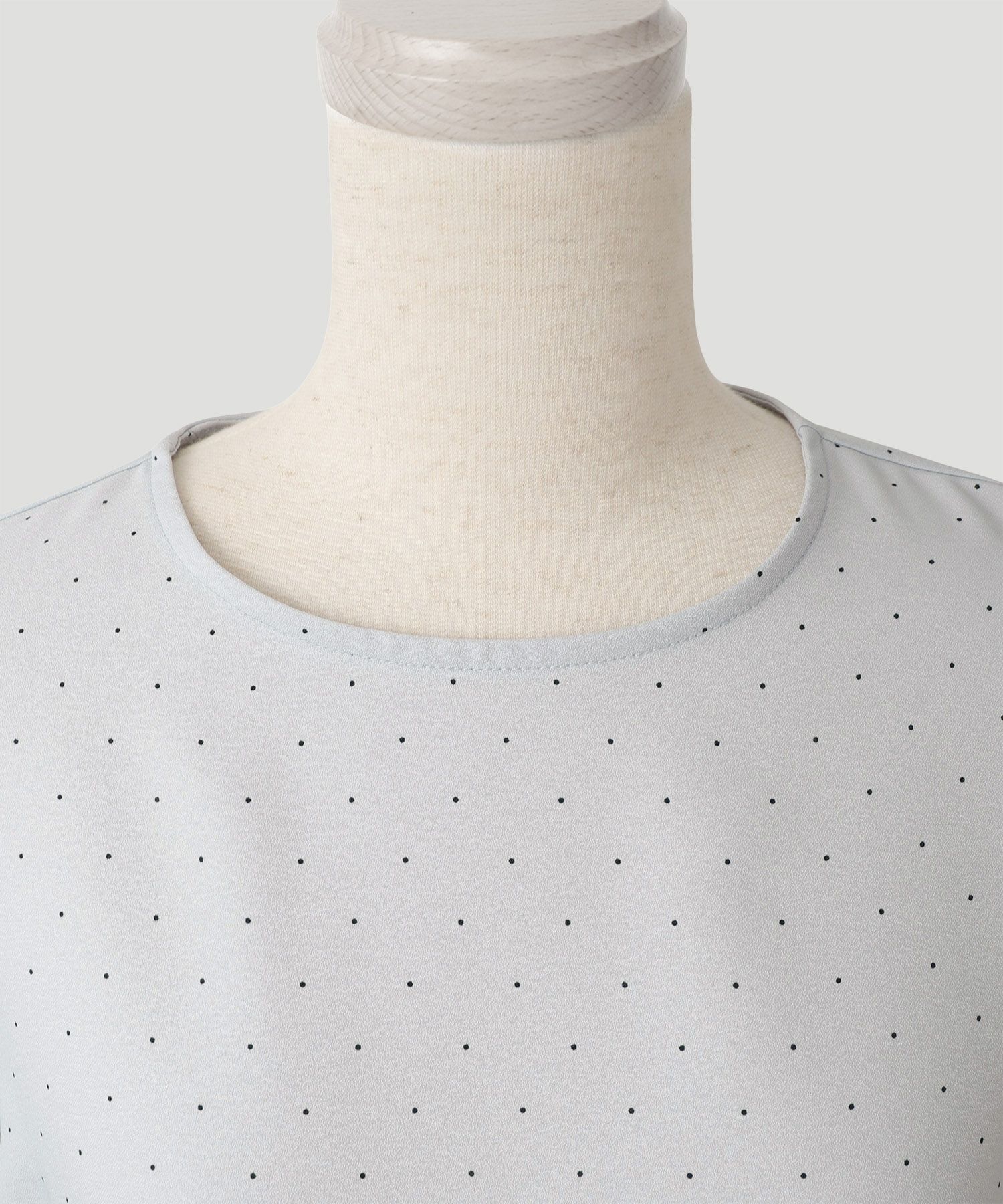 上品 夏 バルーンスリーブ リボン UVカット 吸水 速乾 接触冷感 プリーツ/ホワイト/サックス/ダークネイビー/M