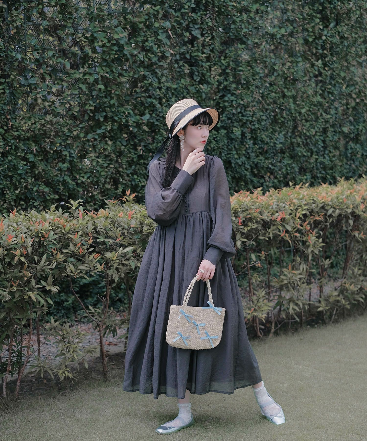 かごバッグ 夏 ラメ リゾート ポケット /ホワイト/ブルー/フリー