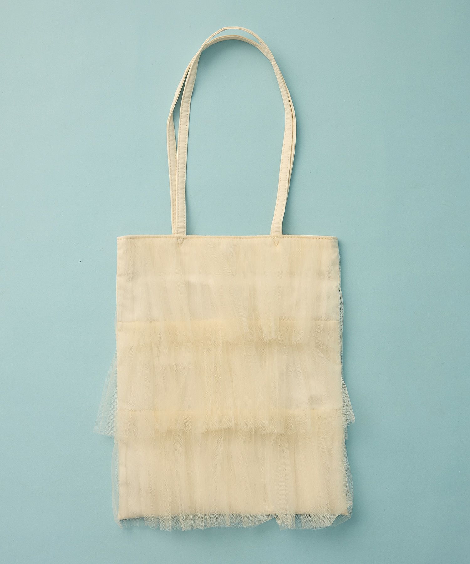 サブバッグ トレンド レース チュール ティアード ポケット付き/アイボリー/グレー/ベージュ/フリー