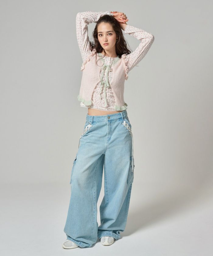 トップス/ニット/ニットベスト/フリル/2way