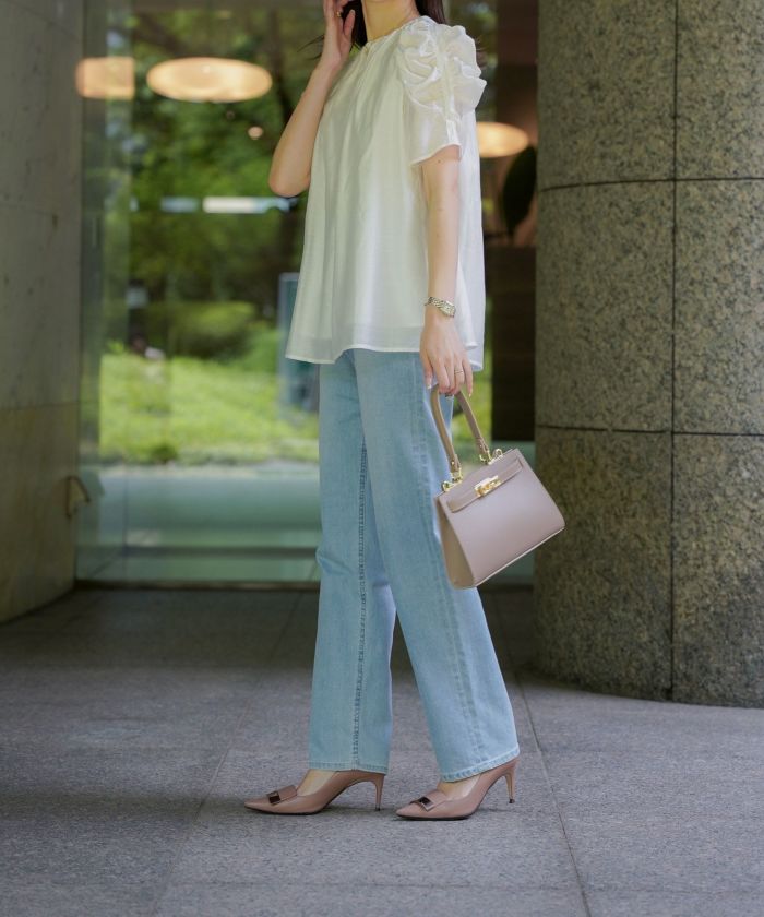 SUMMER-SALE ボリュームスリーブ ギャザーネック ブラウス HUIT