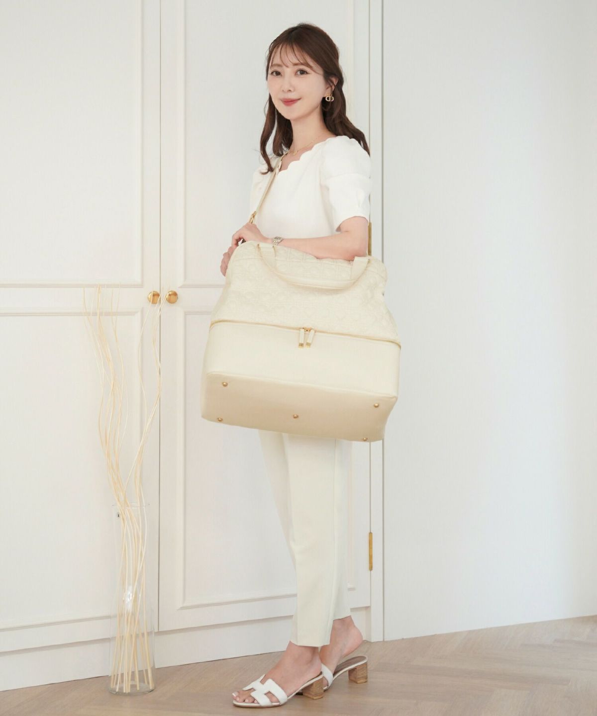 レディース/ボストンバッグ/トラベルバッグ/旅行/大きい荷物/ビッグ/靴入れ/汚れにくい/小物/グッズ/バッグ/カスタム/ハート/シリーズ/キルティング/オールシーズン/レザー/合皮/収納/仕分け/持ち手/ゴールド/アイボリー/ピンク/ストロベリーミルク