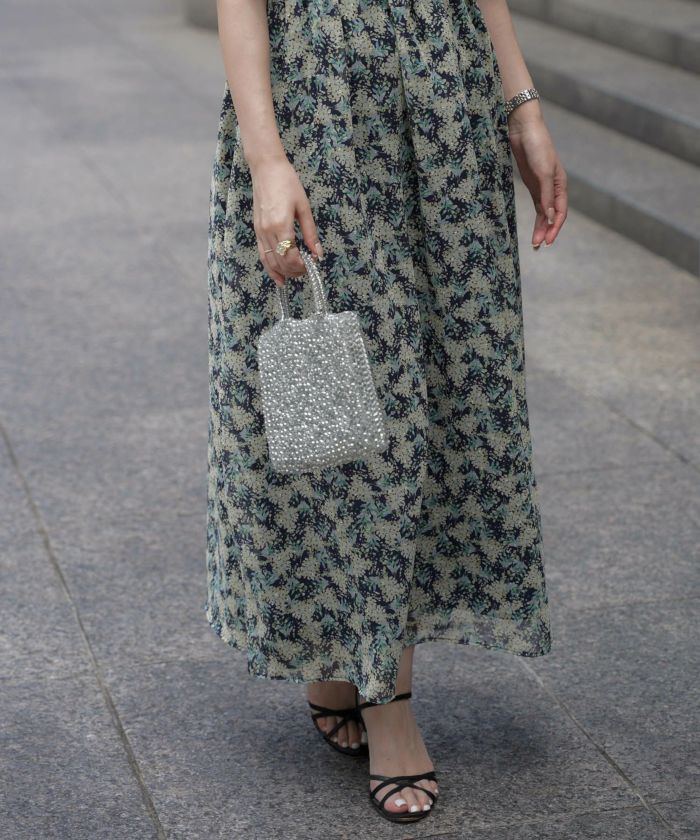 SUMMRER-SALE 水彩柄 シフォン カットドビー ワンピース HUIT 全