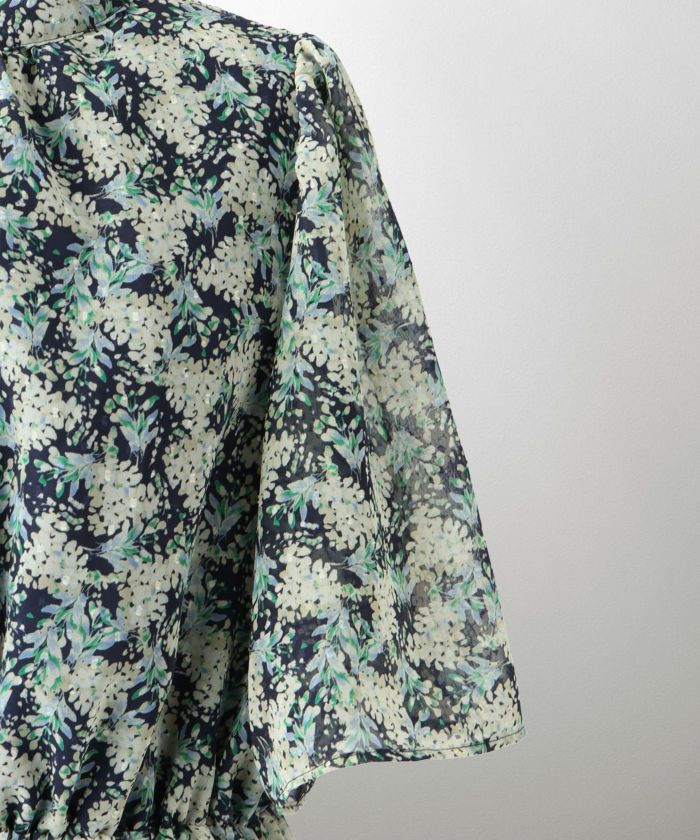 SUMMRER-SALE 水彩柄 シフォン カットドビー ワンピース HUIT 全