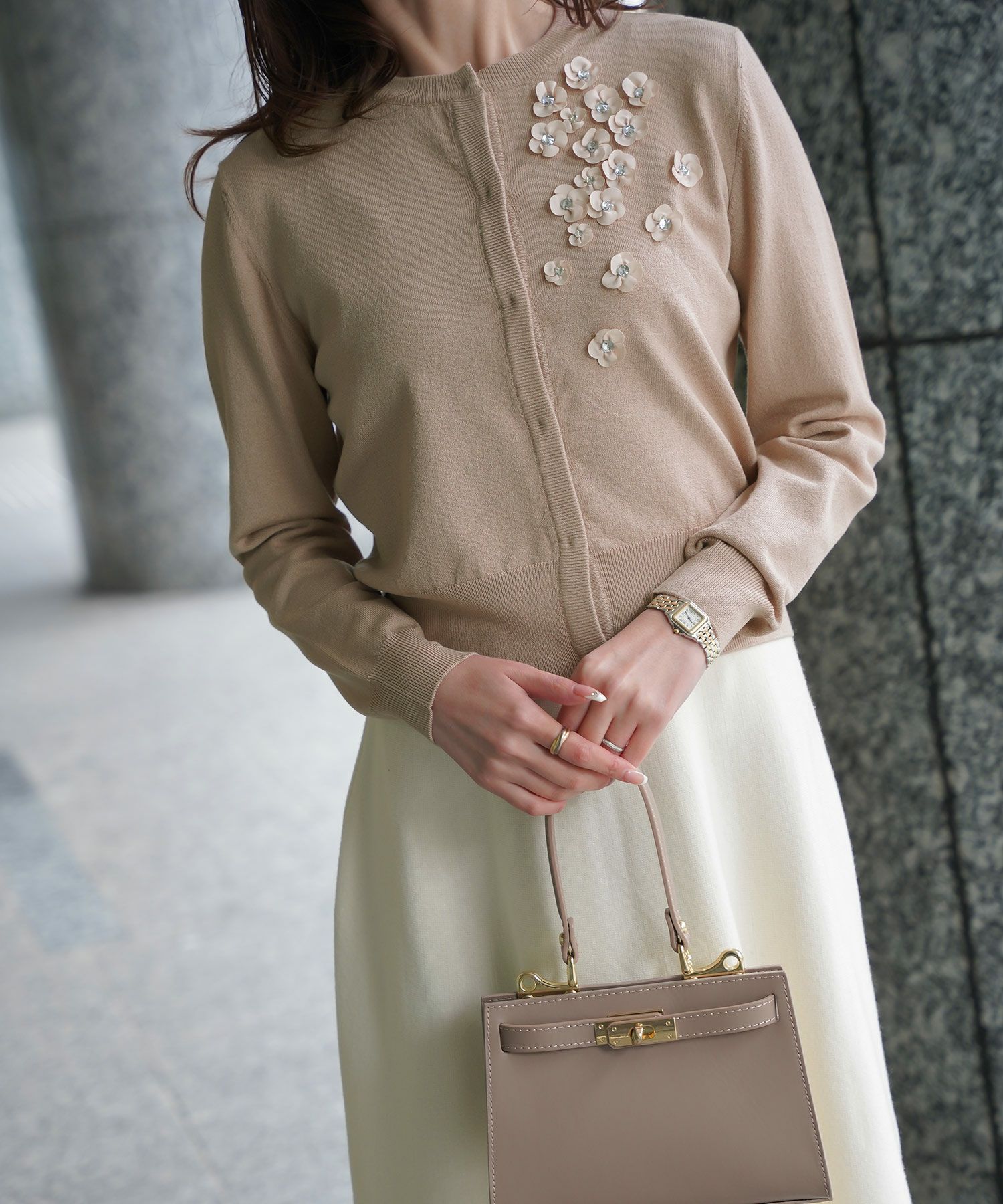 サテン上品ラメオールシーズンシンプルオフィス長袖/ピンクゴールド/ホワイト/ライトグレー/ブラック/M