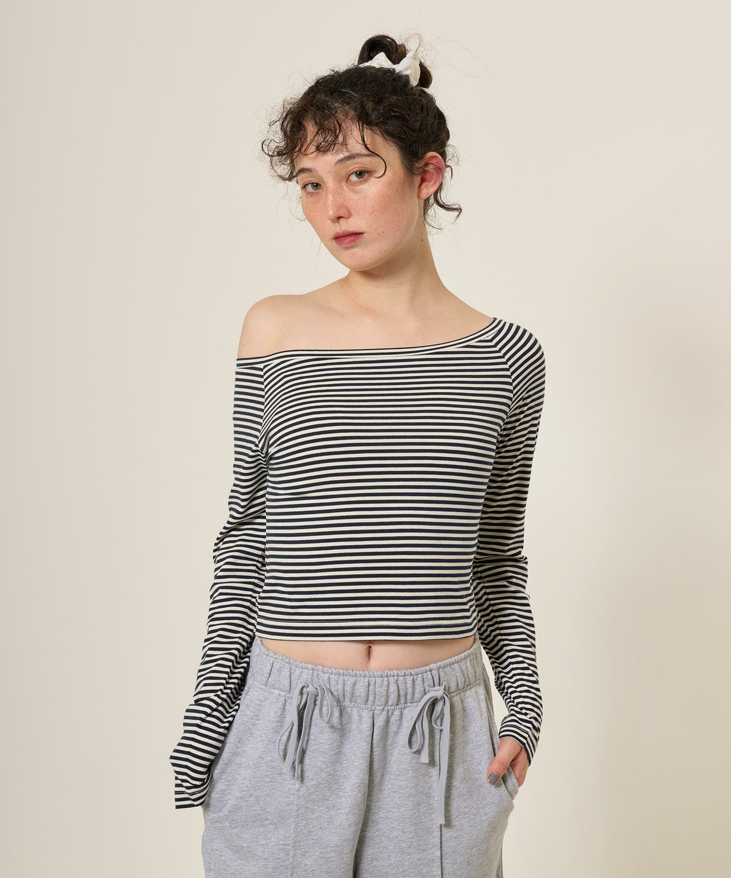 トップス/ボーダー/ボートネック/カットソー/長袖