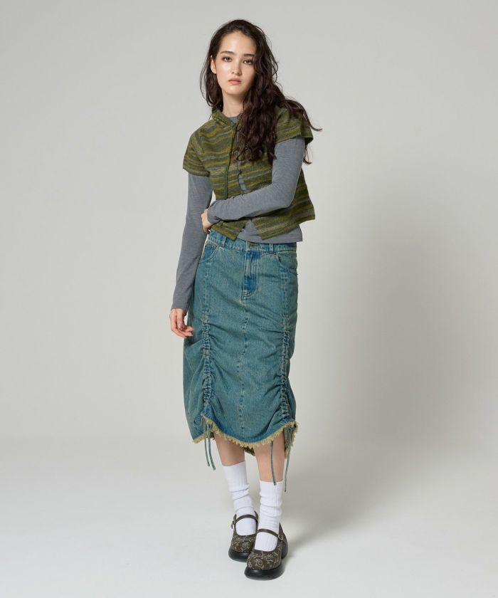 TINA:JOJUN ニットフーディー　ベージュ アイレット柄 ニットフーディー TINA：JOJUN（パーカー）｜TINA