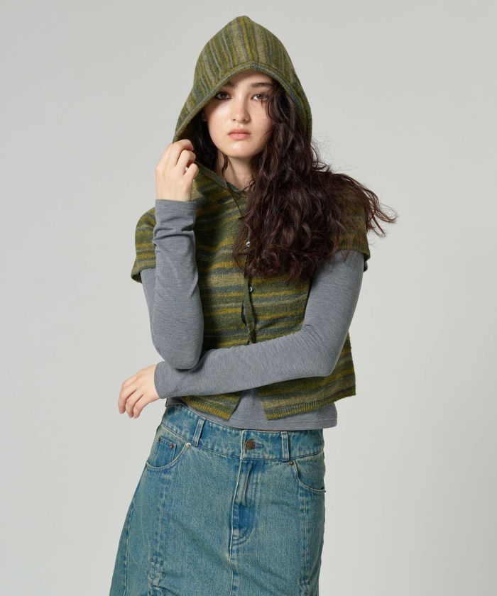 GW-SALE 半袖 ニットフーディー TINA：JOJUN 全2色｜tnj431-0921