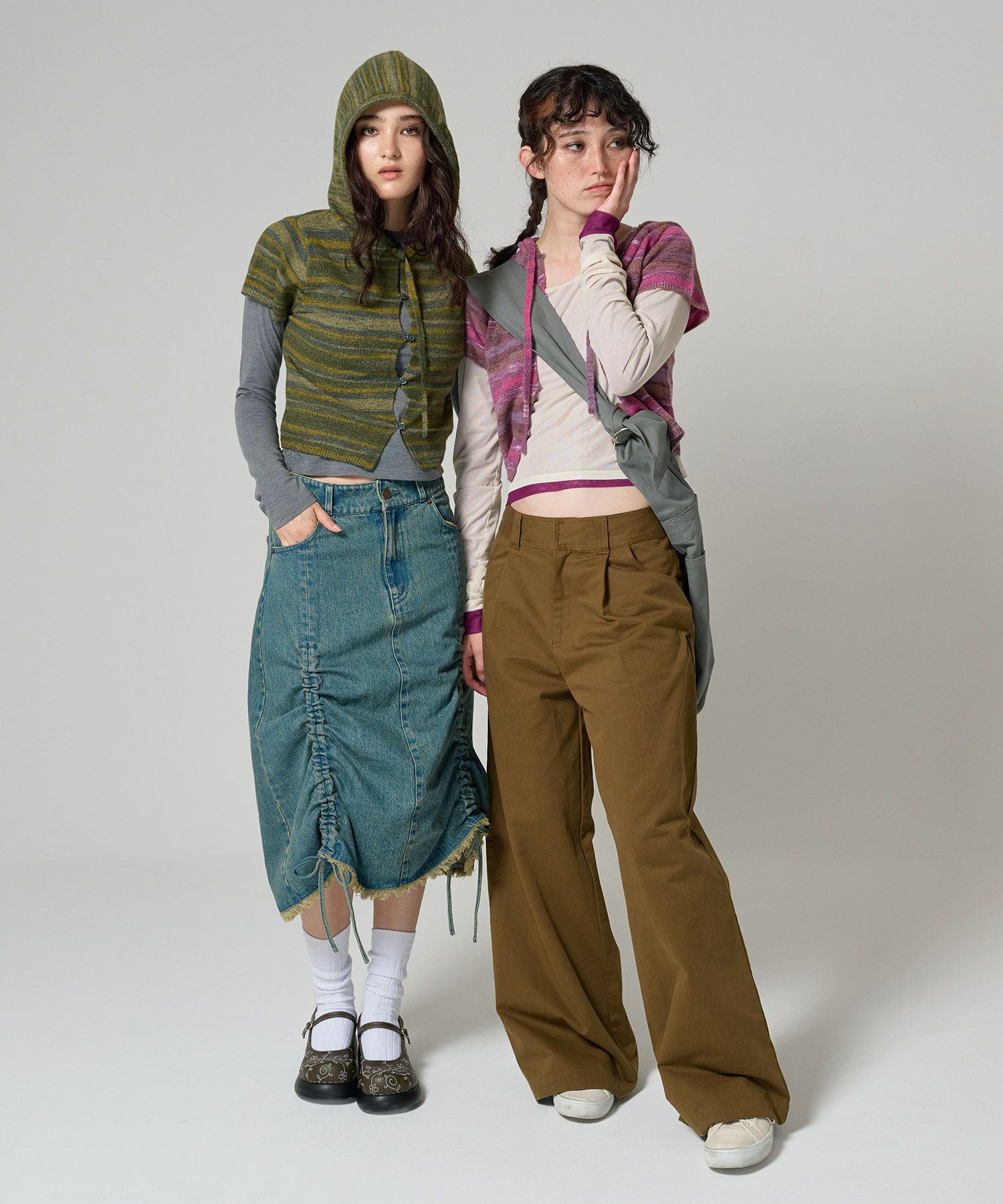 tinajojun ストール付き フーディーコート カーキ 【公式通販】