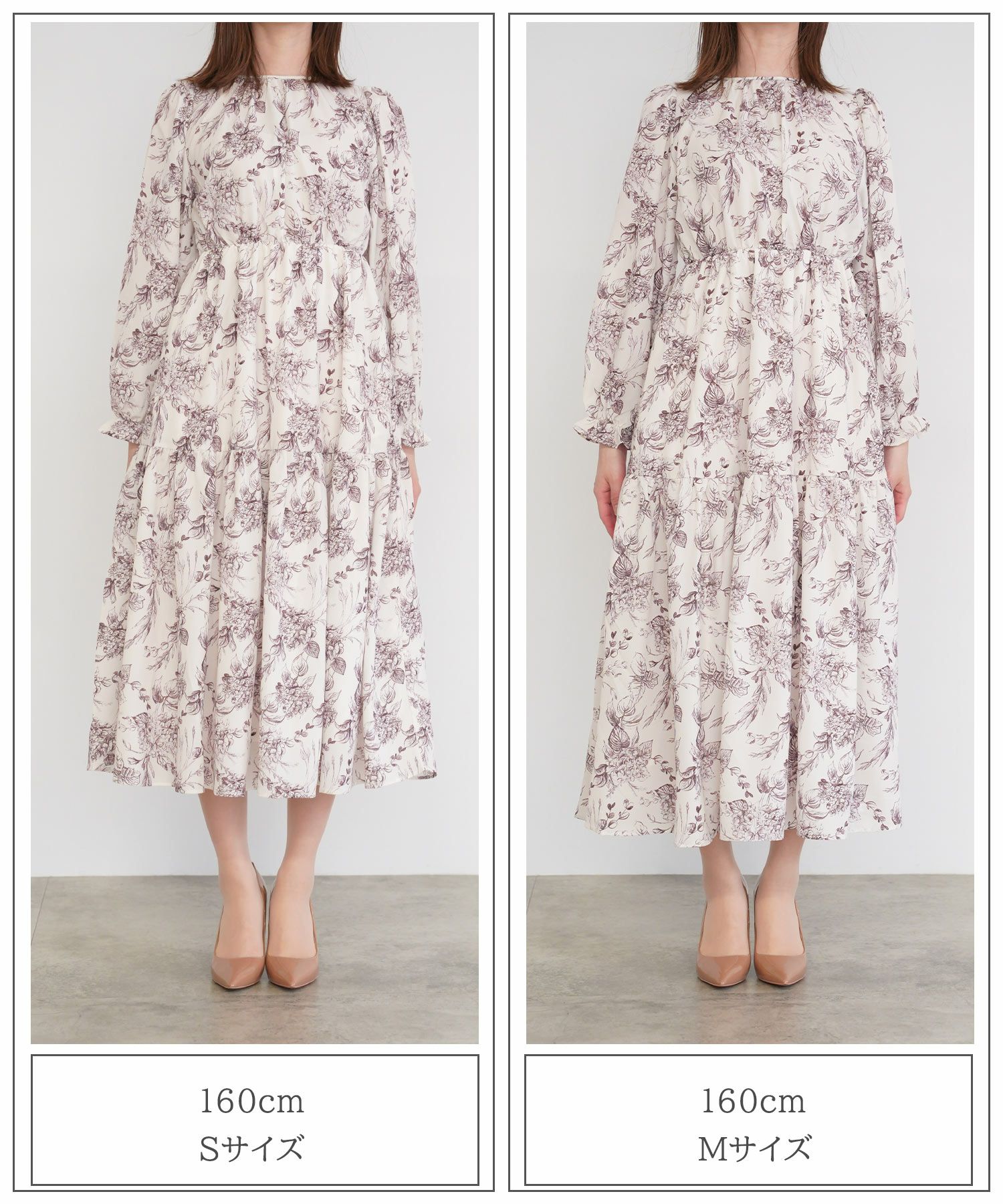 クラシカル モノトーン 上品 大人 ギャザー ウエストゴム/ブラウン/ブラック/S/M