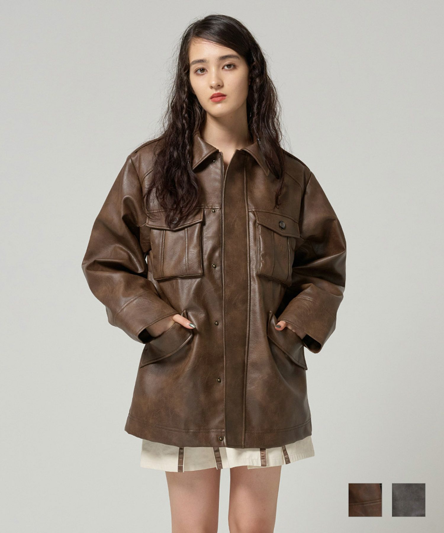 フェイクレザー オーバーコート TINA：JOJUN 全2色｜tnj131-0919【2  