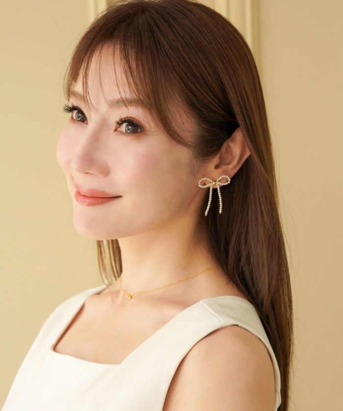 パール リボン ピアス イヤリング Pearl Ribbon Pierce Earring