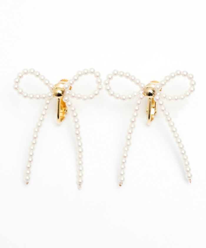 パール リボン ピアス イヤリング Pearl Ribbon Pierce Earring