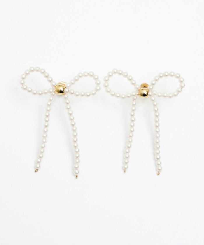 パール リボン ピアス イヤリング Pearl Ribbon Pierce Earring