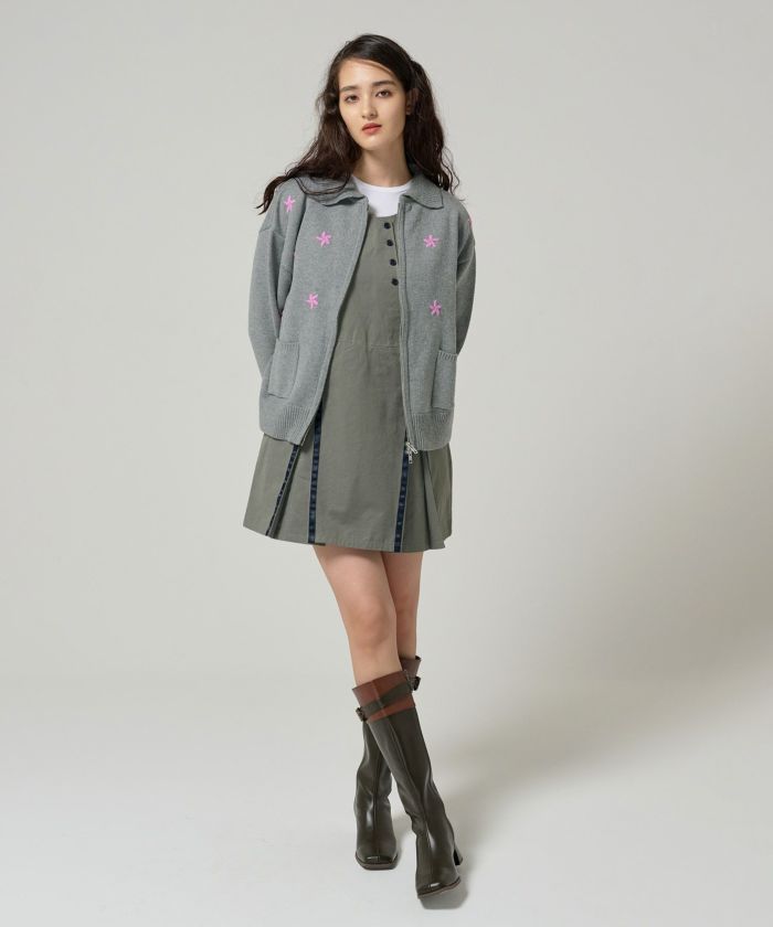 フラワー ジップアップニットジャケット TINA:JOJUN 全3色 フラワー ジップアップニットジャケット TINA:JOJUN 全3色