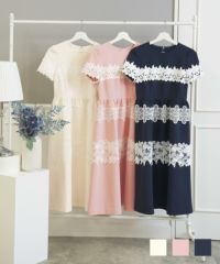 3種レース ストレッチ ワンピース 半袖 Prima Scherrer