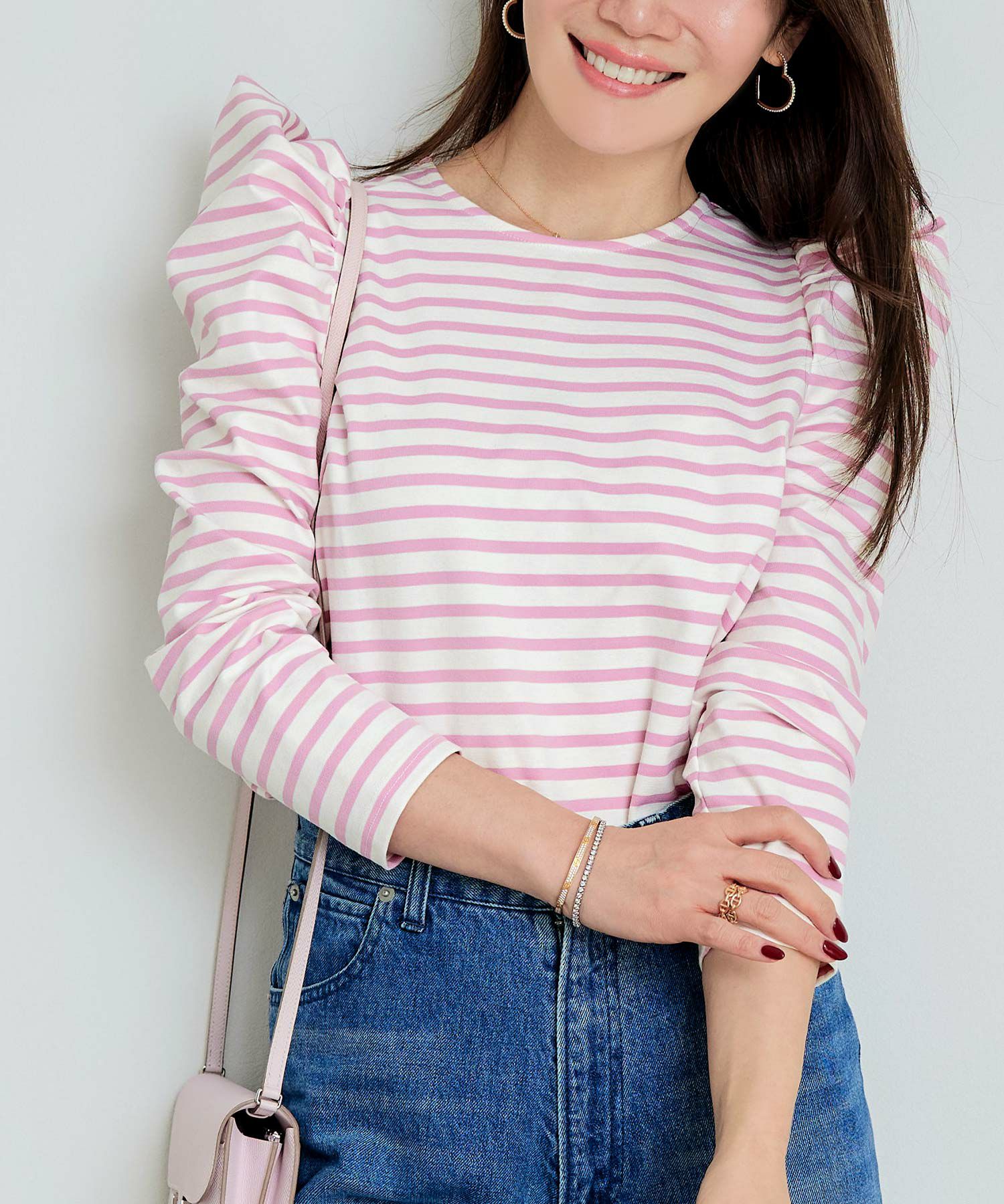 新色追加 手洗い可 トップス レディース オフィス かわいい 大人 きれいめ 白黒 ボーダー おすすめ 人気 ジョイントスペース