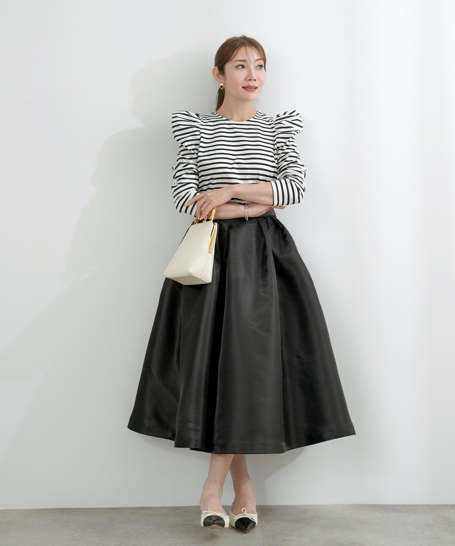 新色追加 手洗い可 トップス レディース オフィス かわいい 大人 きれいめ 白黒 ボーダー おすすめ 人気 ジョイントスペース