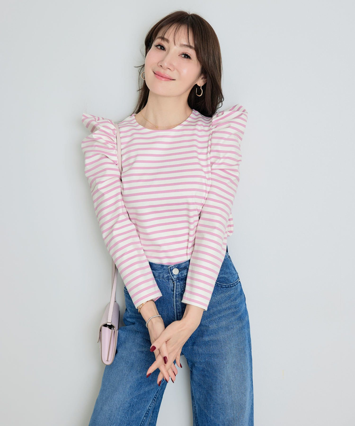 手洗い可トップスレディースオフィスかわいい大人きれいめ白黒ボーダーおすすめ人気ジョイントスペース