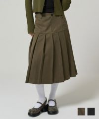 スカート/ウールライク/ミディ丈/プリーツ
