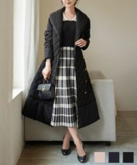 ショールカラーフェイクダウンドレスコートlerevevanillerピンクベージュ/ネイビー/ブラック