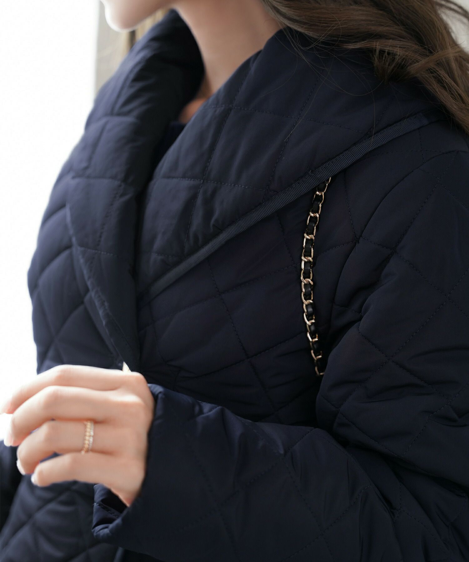 Winter-SALE ショールカラー フェイクダウン ドレスコート le reve 
