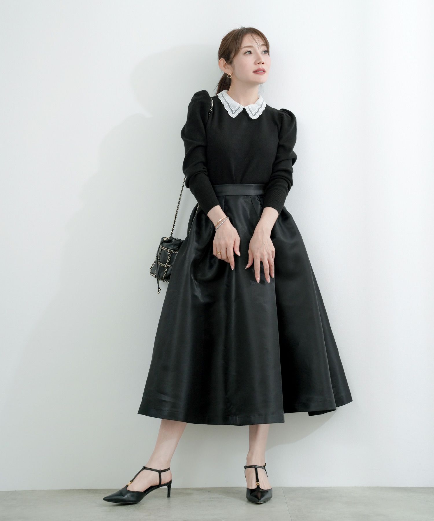 CLEARANCE-SALE レース襟付き 取り外し可2way ニット 長袖 Liala×PG 全 