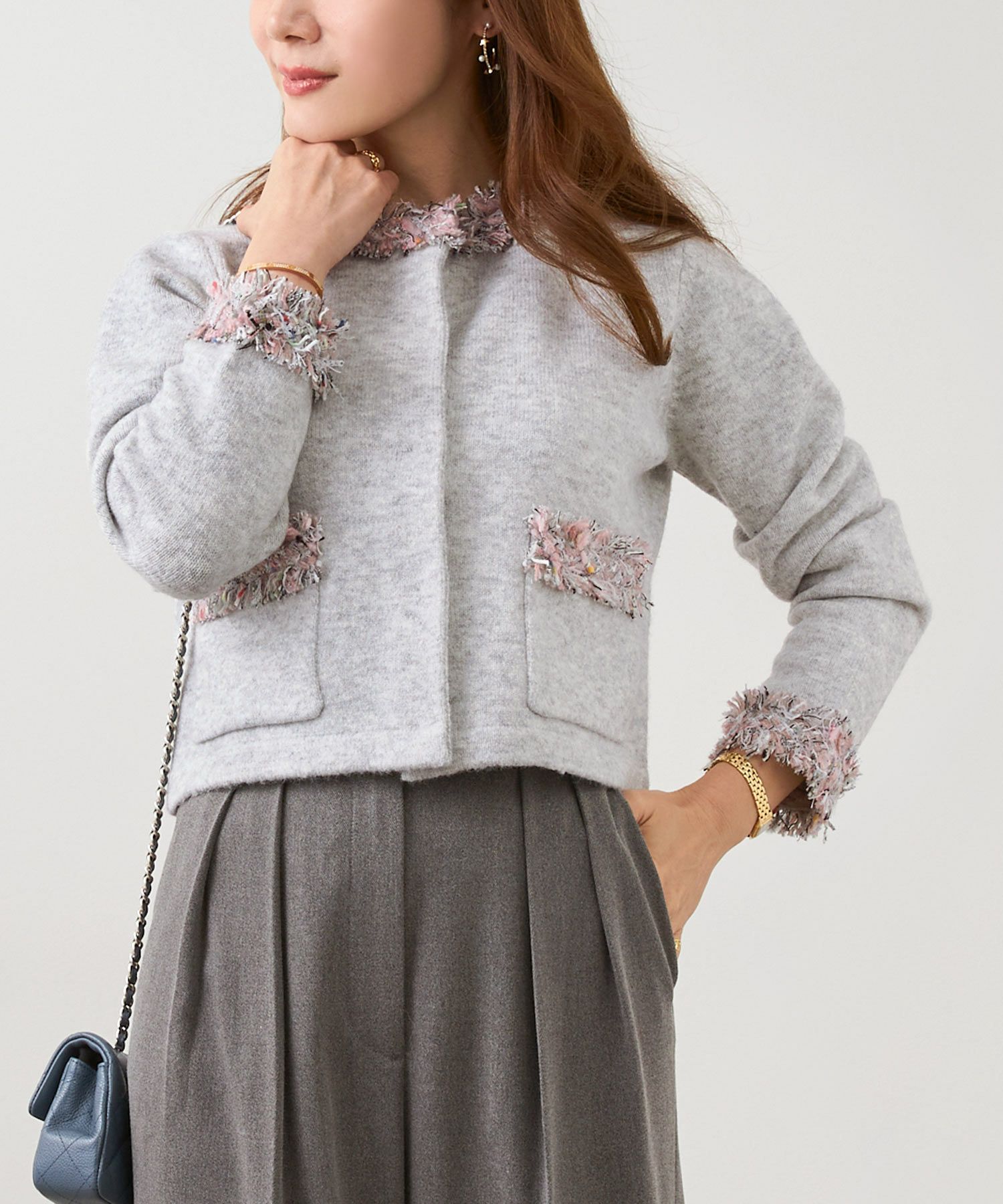 チェスティ フリンジツイードカーディガン （チェスティ Chesty  