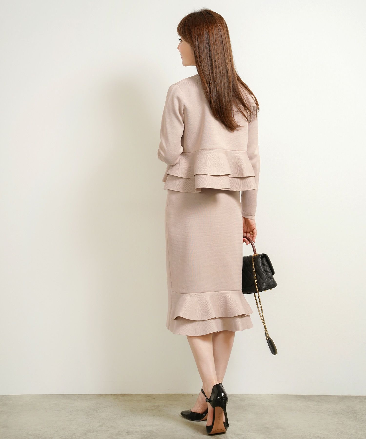 新色追加手洗い可タイトスカートポリエステル100%ニットトップスレディースかわいいオフィスきれいめセットアップ対応秋冬春ジョイントスペース