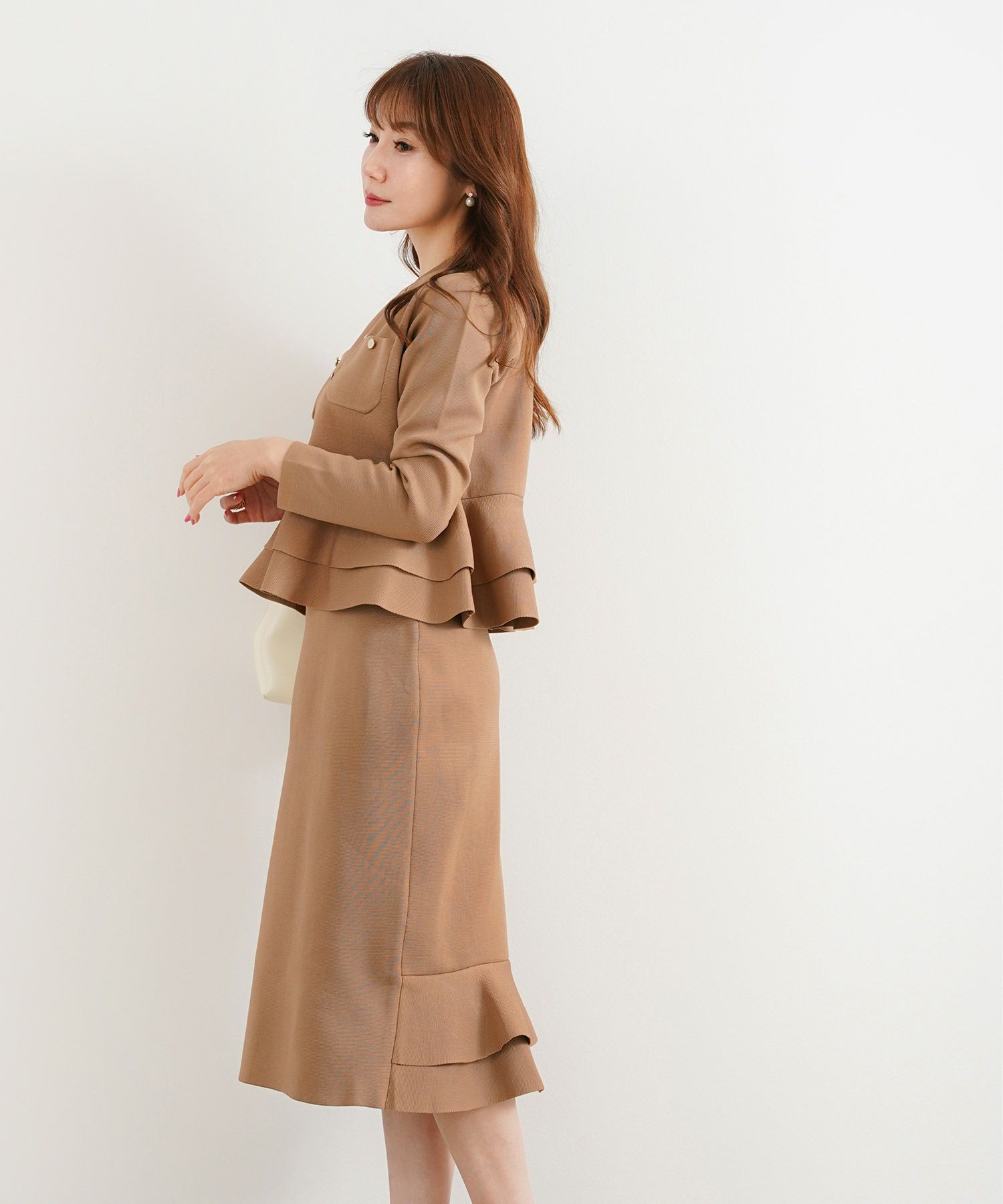 新色追加手洗い可タイトスカートポリエステル100%ニットトップスレディースかわいいオフィスきれいめセットアップ対応秋冬春ジョイントスペース