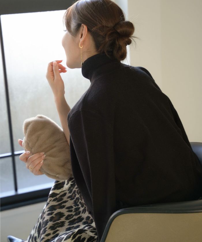 胸ポケット カーディガン タートルネック ノースリインナー