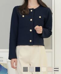 アソート柄ニットジャケットlerevevanillerライトグレー/ネイビー/アイボリー/ピンク/ネイビーボーダー