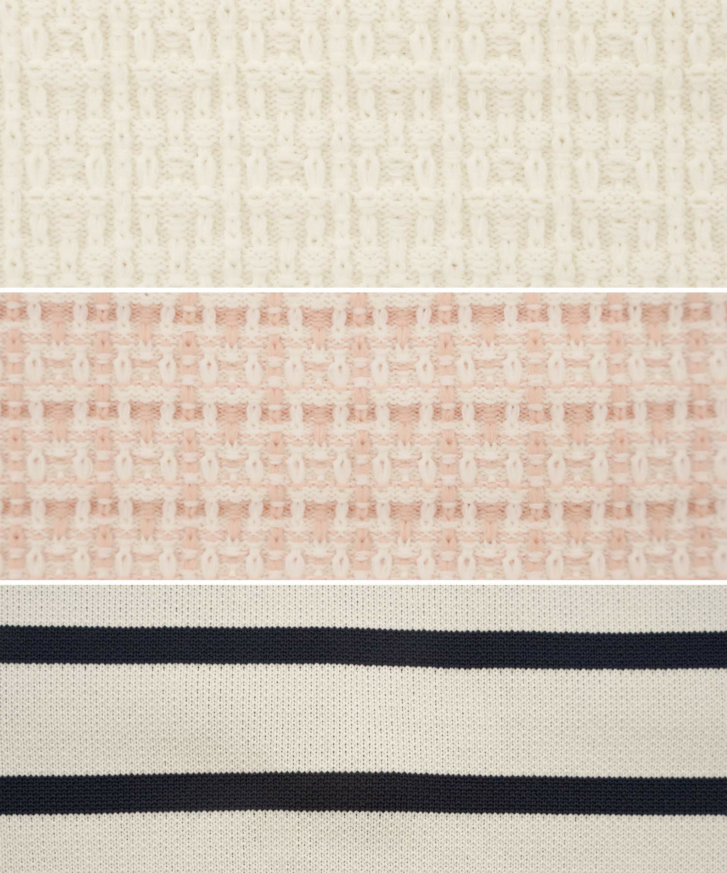 レディース/ニット/ジャケット/ノーカラー/クルーネック/セレモニー/入卒/授業参観/式/きれいめ/上品/シンプル/ストレッチ/オケージョン/入園/卒業/エレガント/アイボリー/ピンク/ボーダー/ネイビー/アソート柄/ツイード/新色/グレー/ライトグレー/無地/入卒園