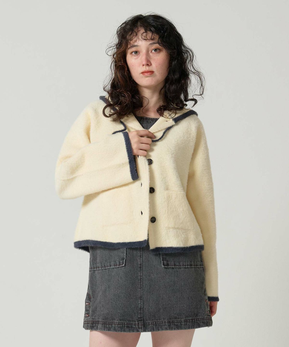 tina jojun フード付きシャギーニットアウター フード付き シャギーニットアウター TINA：JOJUN（ポンチョ