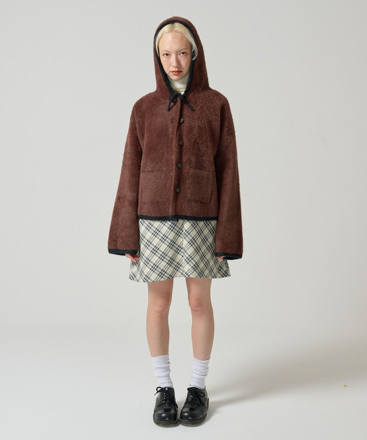 ニットアウター/フーディー/ポケット付き