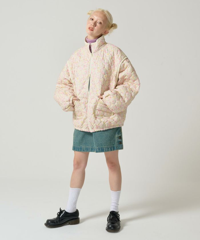 TED BAKER ファー フード コート グレー キルティング 花柄 TED