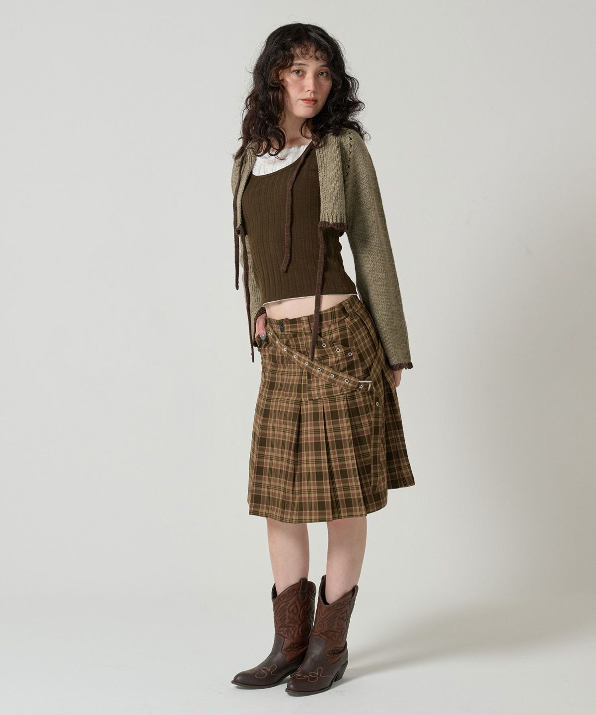 スカート/チェック/ハトメ/ミニ丈