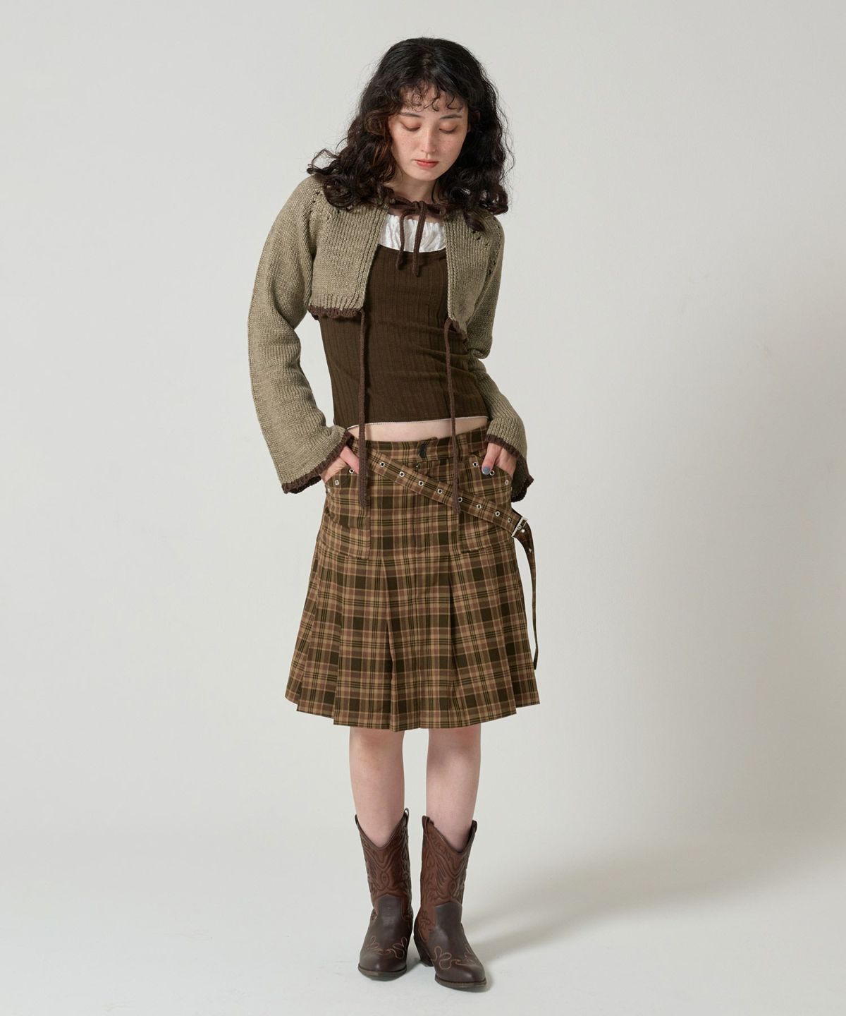 スカート/チェック/ハトメ/ミニ丈