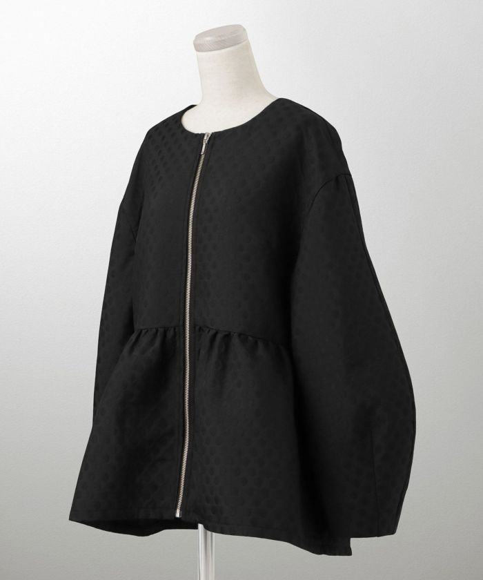 タック コクーンスリーブ 上品 カジュアル /ホワイト/ブラック/M