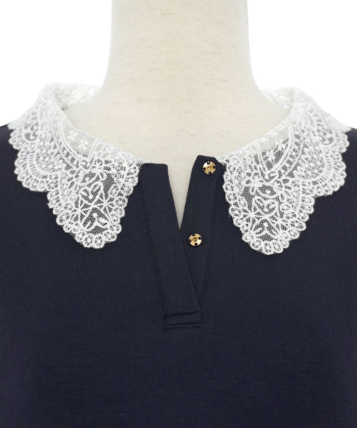 レディース/カットワンピース/カットソー/厚手/あったか/もっちり/柔らか/伸縮性/マタニティ/レース/シャツ襟/きれいめ/カジュアル/リラックス/ワンマイル/ロング/ミモレ丈/長袖/フレア/アイボリー/ブラウン/ネイビー/ブラック/オケージョン/新色/ピンクベージュ/チャコール