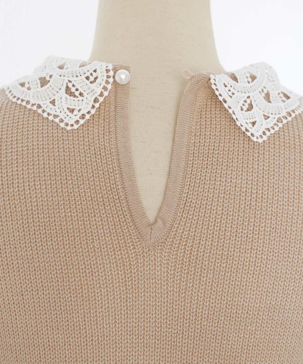 レディース/ワンピース/ドッキング/ニット/タフタ/コンビ/レース/襟/レース襟/畔編み/伸縮/ウエストゴム/妊婦/マタニティ/産後服/オケージョン/エレガンス/フェミニン/上品/入卒園/秋/春/冬/きれいめ/ピンクベージュ/チャコール/ネイビー