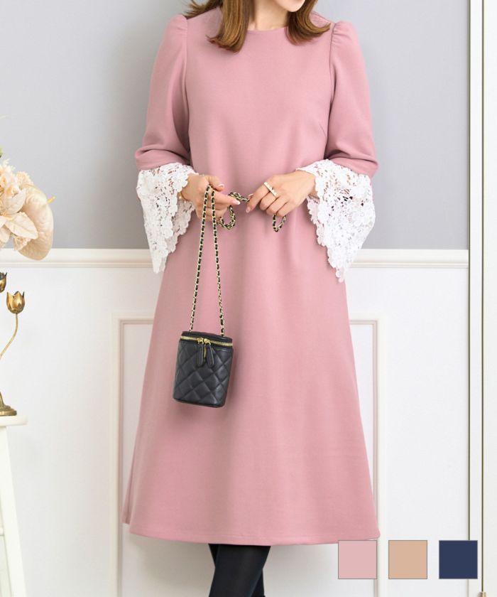 レースフレアスリーブAラインワンピースPrimaScherrer全3色｜psc341-0867【1】