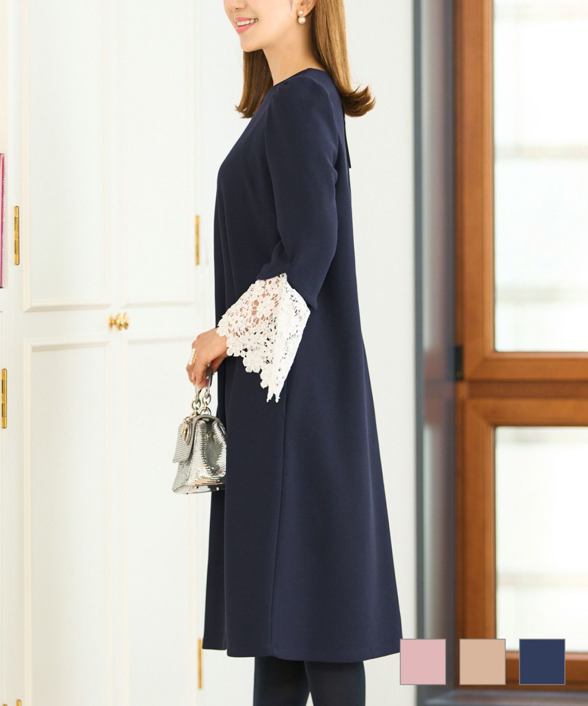 レースフレアスリーブAラインワンピースPrimaScherrer全3色｜psc341-0867【1】