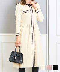 バイカラーニットワンピース長袖PrimaScherrer全3色｜psc341-0883【1】