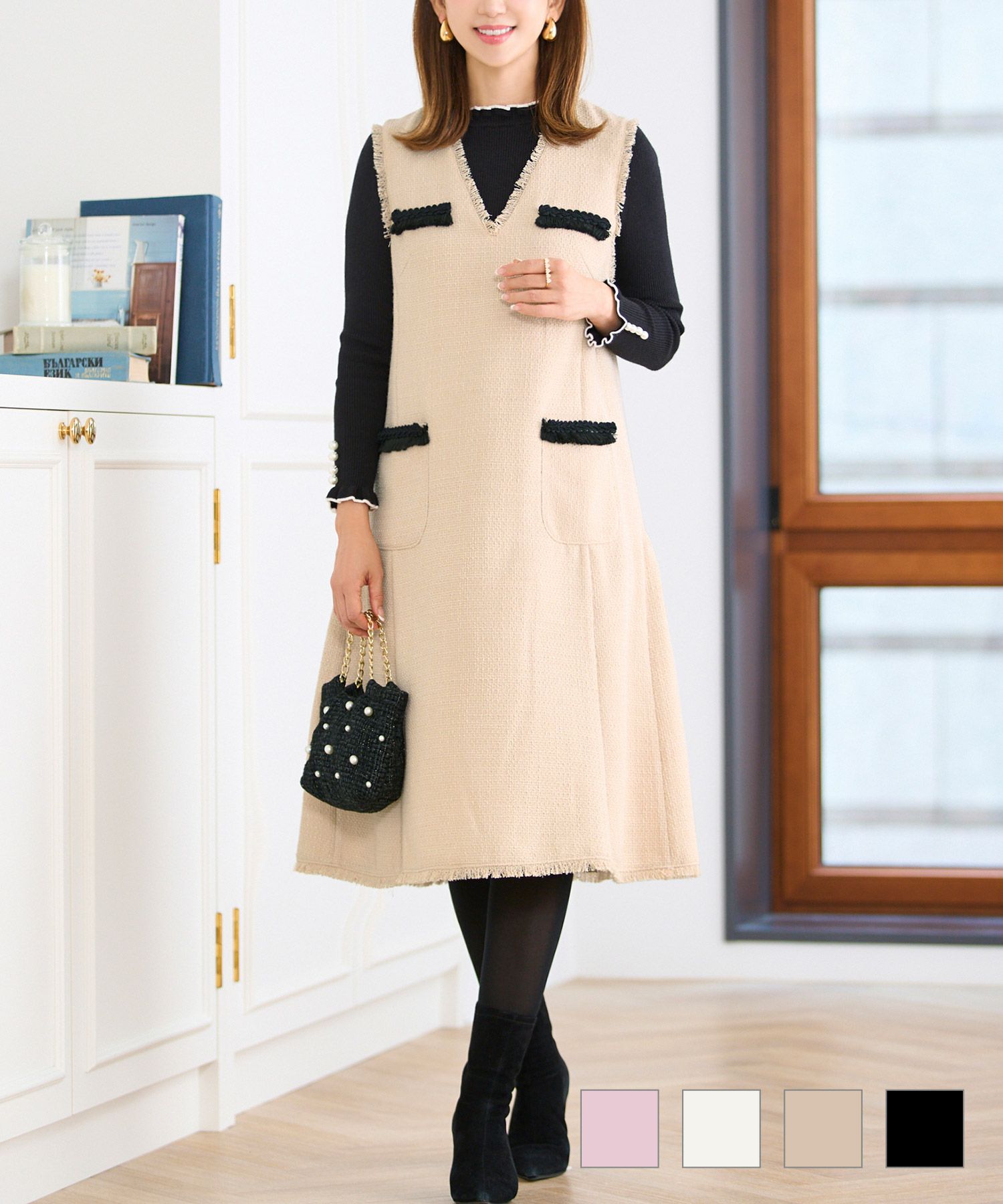 ツイードジャンパースカートPrimaScherrer全3色｜psc341-0885【1】